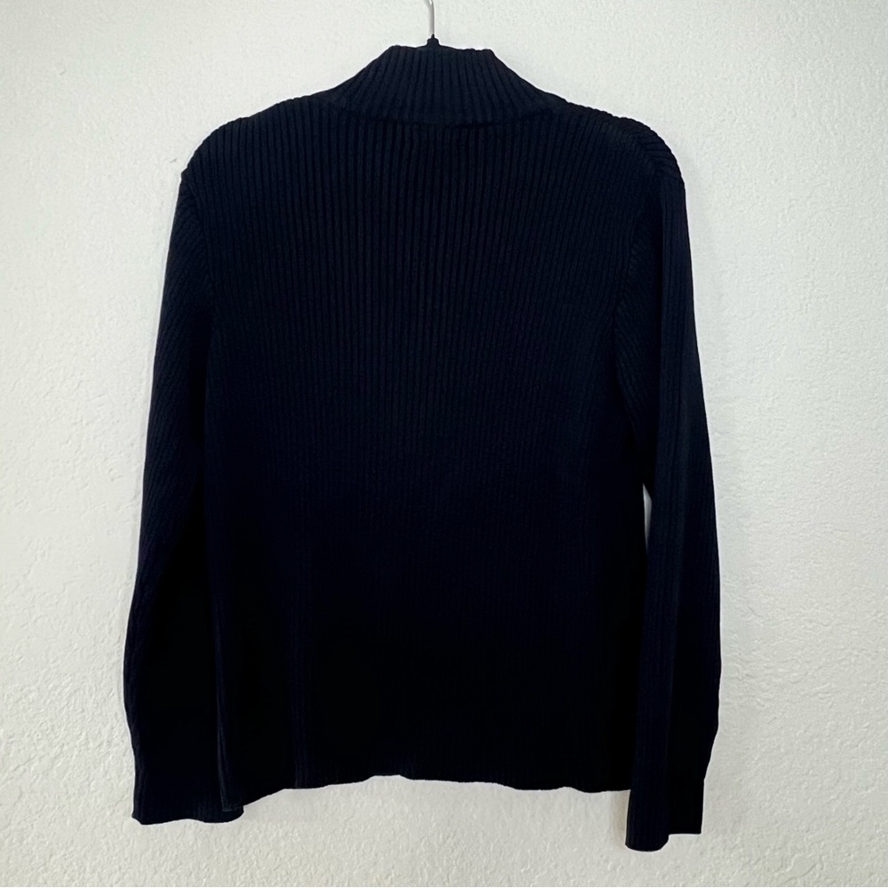 Chico's Navy Blue Full Zip Cotton Ribbed Cable Knit Sweater Womens Size‎ Large 2 - Picture 4 of 9